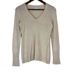mE Wool & Angora Blend Vneck Sweater Womens Medium Minimalist Cozy Cream